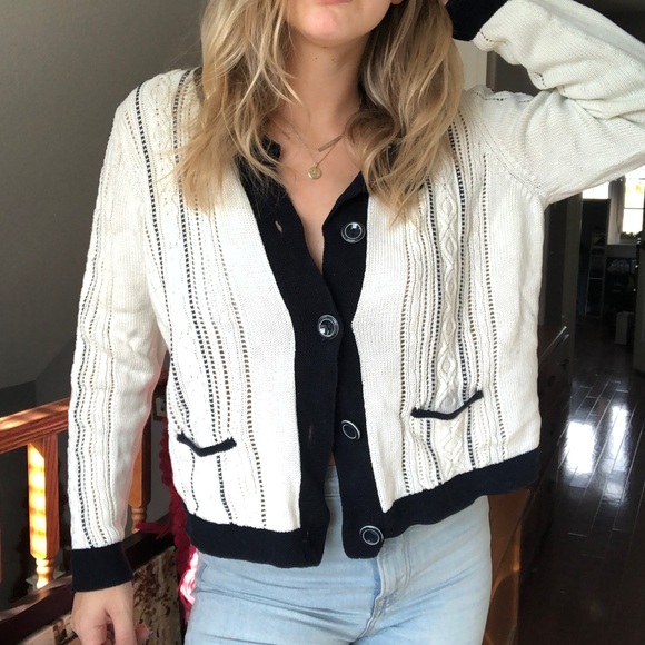 Vintage cardigan with navy blue stitching - Picture 5 of 5